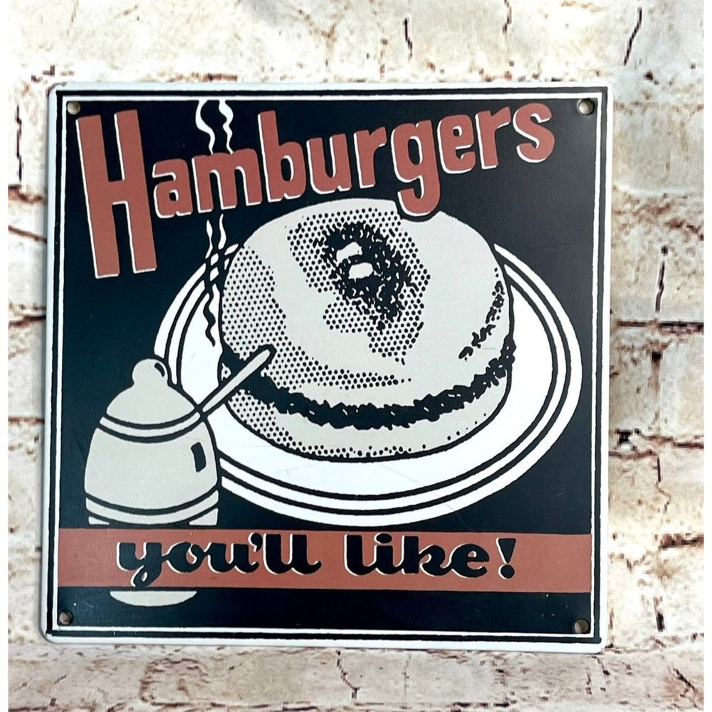 Vintage Style Retro Tin Hamburger Sign